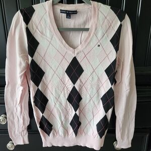 Tommy Hilfiger Pink Argyle Women's Sweater